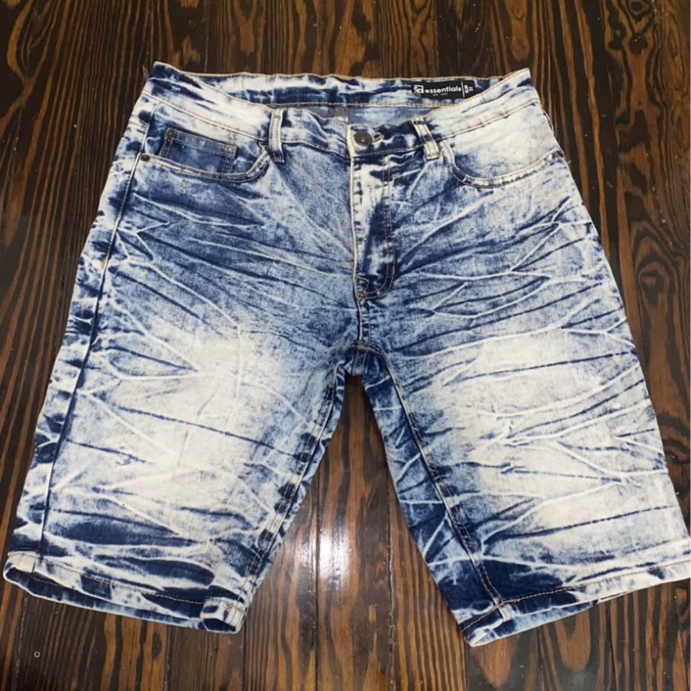 Essentials Blue and White Jean Shorts